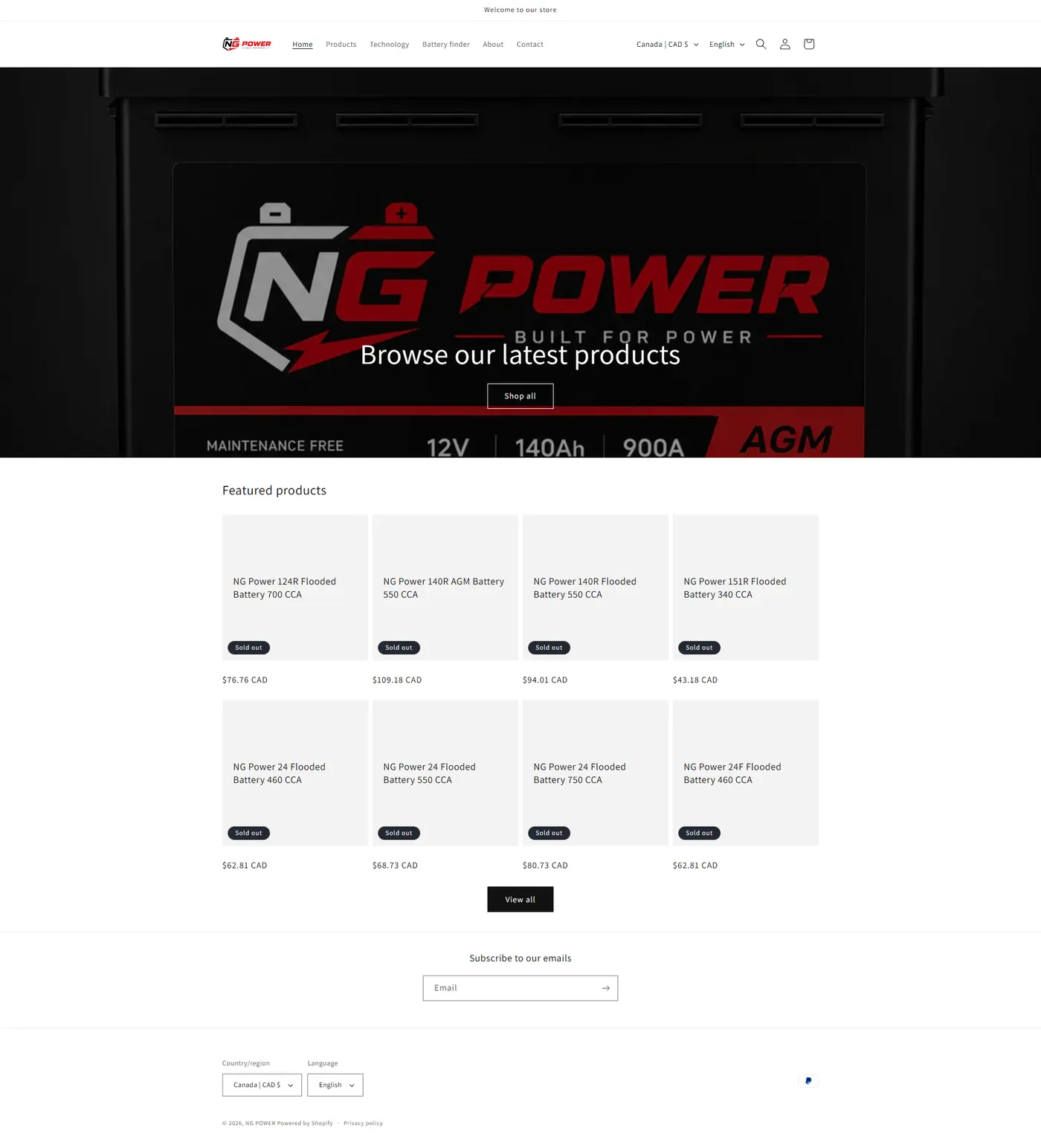 Home page before redesign